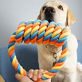 cheap Interactive Toys-1pc Large Breed Knot Dog Toy-Multicolor, Tough Chew Toy for Aggressive Chewers, Heavy Duty Dental Floss Toy Kit Anti-Chew Design