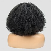 baratos Perucas capless de cabelo natural-Peruca curta bob de cabelo humano, crespa e cacheada, com faixa de cabelo, densidade de 200%, 8-16 polegadas.