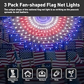  Luci decorative a forma di bandiera americana per il 250° anniversario degli Stati Uniti e il 4 luglio – luci a stringa a semivento super luminose, impermeabili IP44 per interni &all'aperto, festività