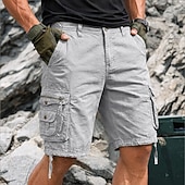 baratos Clássico-Homens Bermuda Cargo Shorts de trabalho Shorts de Trilha Perna Cordão Bolso multi 6 Bolso Tecido Curto Casual Esportes Para Noite Roupa de rua Clássico Azul Cáqui Sem Elasticidade