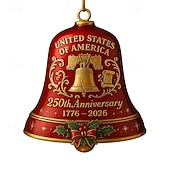 abordables Articles de fête-Lot de 2 cloches commémoratives du 250e anniversaire des États-Unis (1776-2026), décoration patriotique pour sapin de Noël, souvenir du semi-quincentenaire des États-Unis, coffret cadeau de Noël en