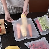 abordables Ustensiles et gadgets de cuisine-Lot de 8 sacs de conservation en silicone réutilisables, à fermeture automatique, parfaits pour les fruits, les légumes, les sandwichs et la viande – la solution idéale pour organiser votre