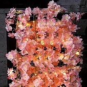 economico Luci solari da esterno-Luci a LED a filo di rame con simulazione di fiori di ciliegio rosa, alimentate a energia solare, lunghezza 2 m/5 m, ideali per matrimoni, feste di Natale, decorazioni per la casa, balconi, giardini,
