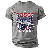  4 juli 2026 250e Voor heren Amerikaanse vlag 1776 T-shirt Korte mouw T-shirt 3D-afdrukken Strakke ronde hals Overhemd Vaderlandslievend Dagelijks Festival blauw Zwart Donkerblauw Zomer Lente Kleding