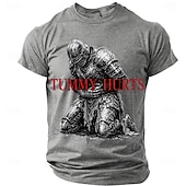  Burtica doare cavaler medieval îngenuncheat în armură amuzant bărbătesc sarcastic meme ironic vintage tricou grafic guler rotund mânecă scurtă streetwear casual cadou pentru el haine de designer
