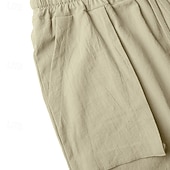 cheap Classic-Men's Shorts Linen Shorts Summer Shorts Beach Shorts Drawstring Pocket 3D Solid Comfort Breathable Knee Length Daily Outdoor Holiday Vacation Fashion Khaki White Inelastic