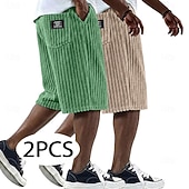 economico Pantaloncini casual-Per uomo Shorts Pantaloncini casual Pantaloncini di velluto a coste Tasca Elastico in vita Testurizzato Tinta unica Semplice Comodità Traspirante Corto Casuale All'aperto Spiaggia Vacanza Moda Bianco