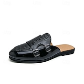 billiga Herrtofflor och träskor-Herr vita och gröna dubbelmunk-loafers med slip-on-detaljer, eleganta uttalandeskor för snygga män, bröllop, banketter, fester och kvällskläder