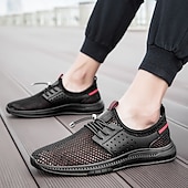 abordables Chaussures Décontractées à Lacets-Baskets beiges décontractées pour homme, à lacets, légères, respirantes et confortables, en maille, basses, idéales pour le quotidien, les voyages, les trajets domicile-travail et les sorties du week-end.