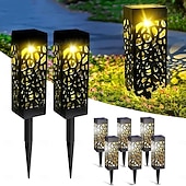billige Pathway Lights &amp; Lanterns-6 stk stilys utendørs solcelle plen sti lys ip65 vanntett hagelampe for terrasse sti landskap hage dekorasjon belysning 6x
