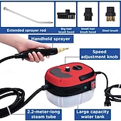 ieftine Produse de curatat-Aparat de curățat cu abur sub presiune portabil de 2500 W, cu 6 viteze mari de curățare cu abur sub presiune și temperatură, cu 3 capete de perie pentru curățarea mașinii, casei și bucătăriei