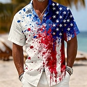  Camisa para Hombre con la Bandera Americana de EE. UU. de 250 Aniversario 2026 Camisa de Verano de Manga Corta Patriótica Callejera Diario Verano Primavera Cuello Caído Impresión 3D Camisas de Botón