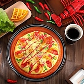 baratos Utensílios &amp; Aparelhos de Cozinha-Forma para pizza redonda de 30 cm (12 polegadas) revestida em aço carbono perfurado, 1/2 unidade.