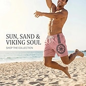 economico Vacanza-Per uomo Shorts Shorts di Lino Pantaloncini Estivi Shorts da Spiaggia Coulisse Elastico in vita Stampato Geometrico Comodità Traspirante Lunghezza al ginocchio Quotidiano All'aperto Ferie Vacanza Moda