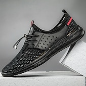 abordables Chaussures Décontractées à Lacets-Baskets beiges décontractées pour homme, à lacets, légères, respirantes et confortables, en maille, basses, idéales pour le quotidien, les voyages, les trajets domicile-travail et les sorties du week-end.