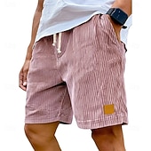 baratos Calções Estilo Casual-Homens Calção Shorts casuais Shorts de veludo cotelê Com Cordão Cintura elástica Côr Sólida Conforto Comprimento do joelho Diário Ao ar livre Streetwear Férias Moda Cáqui Preto Micro-Elástica