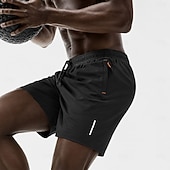 cheap Casual Shorts-Men's Active Shorts Casual Shorts Athletic Short Pocket Elastic Waist Plain Plain Solid Quick Dry Breathable Above Knee Outdoor Gym Training Sports Sport Khaki Black Stretchy