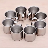 abordables Kitchen Utensils &amp; Gadgets-4/6PCS Stainless Steel Coffee Cups, Double-Layer Stainless Steel Material, Portable and Durable with Handle, Easy to Clean, Suitable for Camping, Travel, Office, Car Use, and Cafes