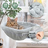 economico Letti e Amache-Cuccia da scrivania per gatti, pieghevole con un solo tocco, letto affondabile, semicircolare salvaspazio, in pelliccia di coniglio (morbida al tatto), adatta a diverse scrivanie, portata massima 18