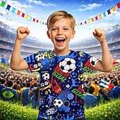 ieftine Sporturi și jocuri 3D pentru băieți-Băieți 3D Grafic Fotbal Tricouri de fotbal Tricou Manșon scurt Tipărire 3D Vară Primăvară Sport Modă Șic Stradă Copii 4-12 ani Stil Nautic Casual Zilnic În aer liber Fit regulat