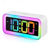 olcso Dekoratív fények-digitális ébresztőóra, LED kijelzős digitális óra, 90 dB-es hangos ébresztő RGB éjszakai fény, kettős ébresztő szundi funkcióval, állítható fényerő hálószobába