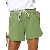 cheap Hot Shorts-Women's Cotton Shorts Fashion Streetwear Casual Short High Waist Plain Pocket Elastic Waistband Comfy Comfort Soft Stretchy Outdoor Vacation Street Dark-Gray Apricot Khaki Black Summer Spring Loose