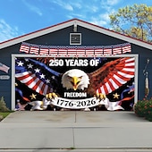 cheap Garage Door Cover-250th Years of Freedom Garage Door Cover Decoration 7x16ft American Flag Pentagram 4th of July Anniversary Backdrop Independence Day Patriotic Themed Party Banner Decor Photo Background