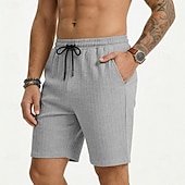 cheap Casual Shorts-Men's Shorts Summer Shorts Beach Shorts Casual Shorts Jacquard Pocket Elastic Waist Plain Comfort Breathable Knee Length Outdoor Beach Vacation Vacation Fashion Khaki Black Micro-elastic