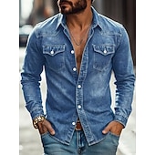 economico Camicie da lavoro da uomo-camicia da uomo softfade™ camicia casual camicia da lavoro camicia western camicia con bottoni capo tinto blu nero rosso verde manica lunga camicia semplice colletto casual quotidiano tasca frontale abbigliamento cotone