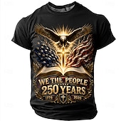 baratos Camisetas Patrióticas 250-2026 250º Camisetas Masculinas T-Shirt Bandeira dos EUA 1776 de Manga Curta Impressão 3D Camiseta Colar Redondo Patriótica Festival Diário Azul Preto Vermelho Verão Primavera Roupas Vestuário S M L