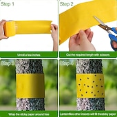 ieftine Gradinarit-Bandă adezivă pentru insecte târâtoare, 5 metri, pentru exterior, capcană lipicioasă galbenă, barieră lipicioasă, care protejează copacii, exterior, interior, pomi fructiferi, gazon, grădină,