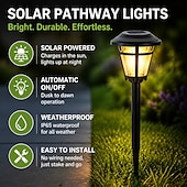 olcso Pathway Lights &amp; Lanterns-4 db napelemes kerti lámpa, kültéri vízálló ösvényvilágítás udvarra, gyepre, teraszra, virágágyásba, villába, nyári partira, kempingezéshez, tájdekorációhoz