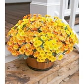  Margaritas artificiales para decoración exterior, 6 ramos de flores artificiales para macetas exteriores, flores de seda resistentes a los rayos UV para la puerta principal, el porche y el patio.