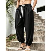 economico pantaloni casual-Per uomo Joggers Pantaloni Pantaloni casual Pantaloni a Nido d'Ape Coulisse Tasca Elastico in vita Tinta unica Asciugatura Rapida Leggero Quotidiano All'aperto Vacanza Vacanza Elegante Nero Bianco