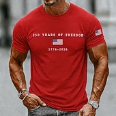 baratos Camisetas Patrióticas 250-2026 250º Camiseta Masculina com a Bandeira dos EUA 1776 Camiseta de Manga Curta Estampa 3D Decote Redondo Patriótica Diário Festival Azul Preto Branco Roupas de Verão e Primavera S M L XL XXL XXXL