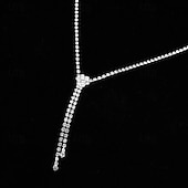 preiswerte Schmucksets-Schmuckset 2 Strass Chrom Ohrringe Halskette Damen Europäisch Schmuck-Set Für Hochzeit