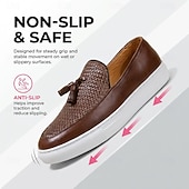 economico Mocassini casual-Mocassini da uomo in pelle intrecciata, scarpe eleganti casual senza lacci, scarpe leggere e comode per l'ufficio, i viaggi e l'uso quotidiano.