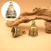 voordelige Feest benodigdheden-Verpakking van 4/8 vintage kleine belletjes, reliëf antieke bronzen knutselbelletjes voor zelfgemaakte windgong, sieradenbedeltjes, halsbanden voor huisdieren, rustieke woondecoratie en