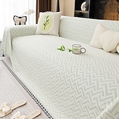 cheap Cooling Couch Cover-Summer Cooling Ice Silk Sofa Cover - Modern Zigzag Pattern Couch Throw - Breathable Non-Slip Furniture Protector for Living Room