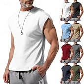 abordables Running Tee &amp; Tank Tops-Men's Solid Colored Workout Tank Top Running Tank Top Gym Tank Top Summer Spring Classic Sleeveless Quick Dry Lightweight Moisture Wicking Breathable Gym Workout Active Training Exercise Black White