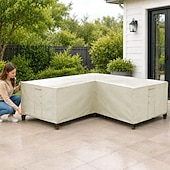 abordables Fundas para Muebles de Patio-Funda para muebles de jardín, funda para sofá esquinero en forma de L, funda impermeable para sofá de ratán, para muebles de jardín, conjunto de asientos, sofá esquinero, conjunto de salón esquinero,