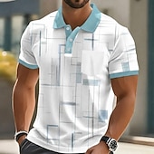  Per uomo Geometrico Polo Manica Corta Magliette polo Camicie con Colletto Business Casual All'aperto Athleisure Abbigliamento quotidiano Stampa 3D Bottoni Primavera & Estate Blu Rosso Blu marino
