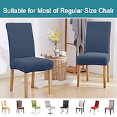 abordables Funda para silla de comedor-Fundas para sillas de comedor de 4/6 piezas, ajustables, elásticas y universales, tipo Parsons, con protectores de asiento extraíbles y lavables a máquina.