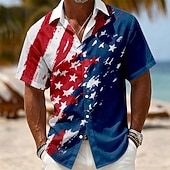  Camisa para Hombre con la Bandera Americana de EE. UU. de 250 Aniversario 2026 Camisa de Verano de Manga Corta Patriótica Callejera Diario Verano Primavera Cuello Caído Impresión 3D Camisas de Botón