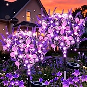 abordables Luces de camino y linternas-2/4 PCS Solar Simulation Lavender Butterfly Lawn Light Waterproof Garden Floor Insert Lamp Park Pathway Villa Yard Terrace Holiday Decoration Lamp