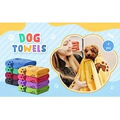 abordables Herramientas de baño-Toallas de secado rápido para mascotas, paquete de 4, colores aleatorios, de poliéster suave y absorbente, ideales para el baño de perros medianos, con diseño de huellas de patas.