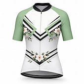 baratos Camisolas femininas-Mulheres Camisa para Ciclismo Floral Manga Curta Moto Camisa / Roupas Para Esporte Blusas com 3 bolsos traseiros Filtro Solar Resistente a UV Secagem Rápida Tiras Refletoras Esportes Amarelo Vermelho