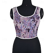 cheap Tops-Medieval Renaissance Cottagecore Corset Overbust Corset Bodice Lace up Floral Fancy Dress Women's Fantasy Halloween Carnival Casual Daily Renaissance Fair LARP Adults' Corset Spring &amp; Summer