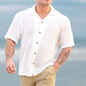 abordables Camisas informales elegantes para hombre-Hombre Camisa Camisa casual Abotonar la camisa Camisa Jacquard Negro Blanco Verde Trébol Albaricoque Manga Corta Plano Cuello Camisero Casual Diario Botones Ropa Elegante Moda Casual
