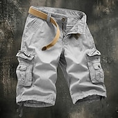 abordables Clásico-Hombre Pantalones tipo cargo Pantalón Corto Cargo Pantalón corto Pantalones cortos casuales Bolsillo Cintura elástica Color sólido Plano Longitud de la rodilla Casual Exterior Ropa de calle Moda Ropa